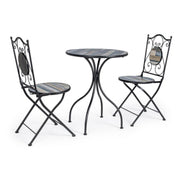 Garden set table and 2 chairs with Huston ceramic decorations