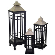 Wooden lantern 1-3 black cm35x35h118