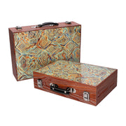 Green wooden suitcase box 1-2 with brown border cm34x9,3h24