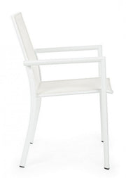 Konnor white aluminum chair with armrests