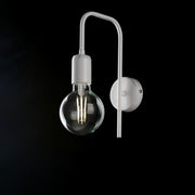 Industrial wall light in white and silver iron one light diameter 18x h27 cm