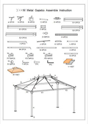 Luxury dallas gazebo 3x3m with mosquito net 400g - m2