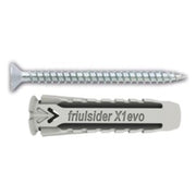 100 PCS - 'X1 EVO' Nylon Plug with Chipboard Screw TPS mm 5x25 and Screw 4x30 Friulsider