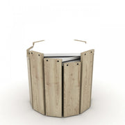 Tri folding oak coffee tables with multipurpose white top