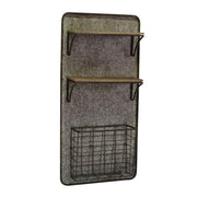 Metal wood shelf 2 shelves with storage cm38,5x11,5h78