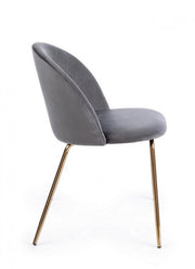 Gray velvet chair with gold legs