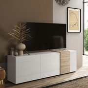 Sabry 3-door TV stand in glossy white Kadiz oak
