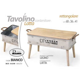 Trunk white tin table 68 x 36 x 41 h
