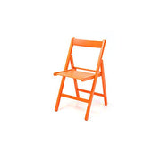 Folding chair in high quality beech, orange colour, 43x48xh.79 cm