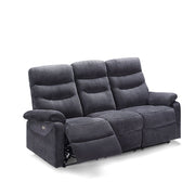 Dark Grey 3-Seater Sofa with 2 Electric Recliners L 198 x W 92 x H 109 cm