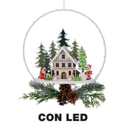 Led metal garland with white house cm25x7x47,5
