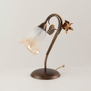 Table lamp in iron Brown Gold leaves one light 23x h30 cm