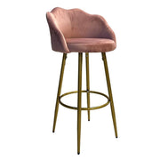 Elegant and Comfortable Pink Velvet Stool with Matte Gold Legs