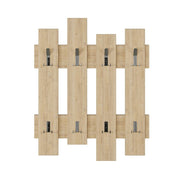 Wave oak wall coat rack with 8 hooks
