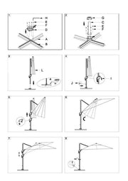 Sand-colored aluminum umbrella and 4x4 m side pole