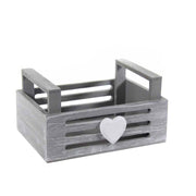 Cassetta in legno grigia decorazione tavolo decoupage cm 17 x 12 x 10 h