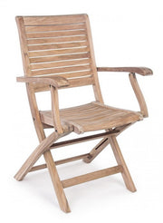 Natural style wooden chair with armrests