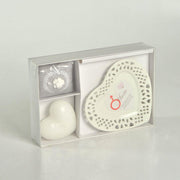 Mars heart candle w/saucer lichens&moss cm26x17h4,5 - 15h