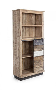Bookcase 1 door 4 floors Tudor wood 71 x 34 x 163 cm