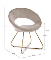 2x Vanity armchair in dove gray velvet and gold legs