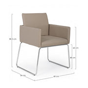 Chair with armrests in faux leather Tortora SIXTY 60x54x h80.5 cm