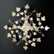 Light gold ivory iron ceiling lamp with four lights 60x h22 cm ivy