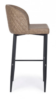 4x Taupe bar stool in design style faux leather