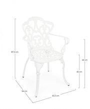 Victoria White aluminum chair with armrests