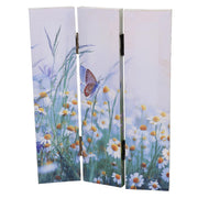 Flowers and Butterflies 3-Panel Printed Room Divider 120.6x2.5xH180.6cm
