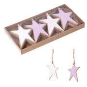 Pink wooden star pack of 8 cm21,5x10,5x2,2