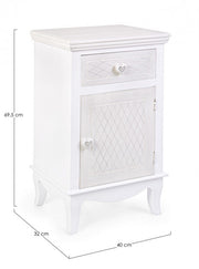Bedside table in MDF one door one drawer White CHARLENE 40x32x h69.5 cm