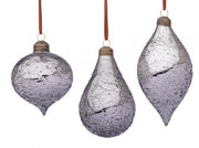 Set of 12 Frosted Grey Glazed Pendants - 3 Assorted Sizes