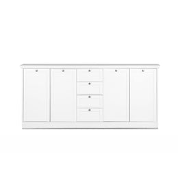 White sideboard with 4 doors and 4 drawers, 200x40xh.90 cm