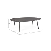 Outdoor coffee table in Anthracite aluminum RIDLEY 120x75x h36 cm