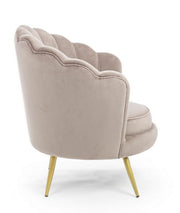 Retro armchair in light gray velvet peacock model