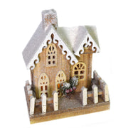 Wooden house with natural led cm22x14h30