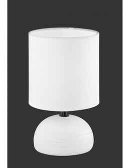 White Table Lamp Ceramic Base Trio Lighting Fabric Lampshade