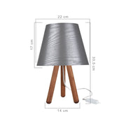 Pino table lamp ASZ1453 wooden tripod and gray lampshade
