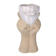 Face ceramic vase with hands cm11x9h25