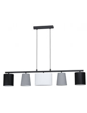 Almeida suspension 5xE14 with Multicolor Assorted Fabric Lampshades of L120 cm Eglo