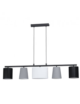 Almeida suspension 5xE14 with Multicolor Assorted Fabric Lampshades of L120 cm Eglo