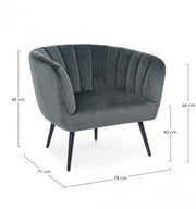 Avril gray metal and velvet armchair
