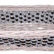 Rectangular blue white wicker basket cm53/59x38h13