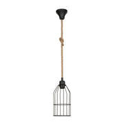 Halat ASZ0549 pendant lamp in black metal and rope