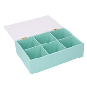 Rectangular multicolor wooden box 6 compartments cm24x16h7