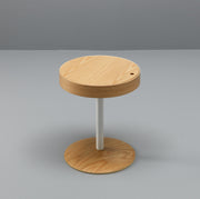 Oak coffee table with wooden top and metal base
