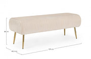 Selena Crema 2-seater bench in velvet cm 129
