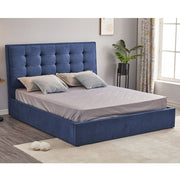 Dark Blue Fabric Double Storage Bed Coco