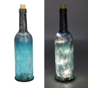 Peacock blue glass bottle with round led cmø8h29