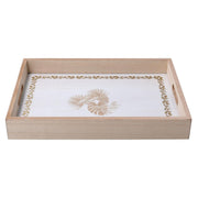 Rectangular white wooden tray cm35x25h4,5